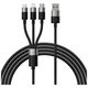3in1 USB cable Baseus StarSpeed Series, USB-C + Micro + Lightning 3,5A, 1.2m (Black) 6932172622268