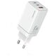Wall Charger USAMS 2xUSB-C+1xUSB 65W (only head) GaN PD3.0 +QC3.0 Fast Charging white Sandru Series CC180TC02 (US-CC180) 6958444905174