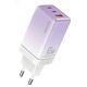 Wall Charger USAMS 2xUSB-C+1xUSB 65W (only head) GaN PD3.0 +QC3.0 Fast Charging gradient purple Sandru Series CC180TC03 (US-CC180) 6958444905181
