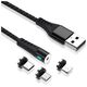 Maxlife MXUC-02 magnetic cable USB - Lightning + USB-C + microUSB 1,0 m 2A black nylon 5900495828750