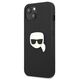Original Case IPHONE 13 MINI Karl Lagerfeld Hardcase Leather Ikonik Karl`s Head Metal (KLHCP13SPKMK) black 3666339028497