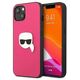 Original Case IPHONE 13 MINI Karl Lagerfeld Hardcase Leather Ikonik Karl`s Head Metal (KLHCP13SPKMP) pink 3666339028572