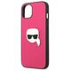 Original Case IPHONE 13 MINI Karl Lagerfeld Hardcase Leather Ikonik Karl`s Head Metal (KLHCP13SPKMP) pink 3666339028572