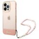 Original Case IPHONE 14 PRO MAX Guess Hardcase Translucent Pearl Strap pink 3666339064310