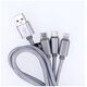 Maxlife 3in1 cable USB - Lightning + USB-C + microUSB 1,0 m 2,1A grey nylon 5900495796172