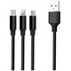 Forever 3in1 cable USB - Lightning + USB-C + microUSB 1,2 m 2A black 5900495900210