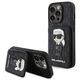Original Case APPLE IPHONE 15 PRO Karl Lagerfeld Hardcase Saffiano Cardslots and Stand Monogram Ikonik Patch (KLHCP15LSAKKNSCK) black 3666339169497