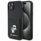 Original Case APPLE IPHONE 15 Karl Lagerfeld Hardcase Saffiano Cardslot Karl&Choupette Metal Pin (KLHCP15SSAPKCNPK) black 3666339165512
