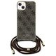 Original Case IPHONE 13 / 14 / 15 Guess Hardcase Crossbody Cord 4G Print (GUHCP15SHC4SEW) brown 3666339148065