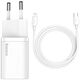 Baseus wall charger Super Si PD 20W 1x USB-C white + USB-C - Lightning cable 6953156230064
