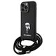 Original Case APPLE IPHONE 15 PRO MAX Karl Lagerfeld Hardcase Crossbody Saffiano Monogram Metal Pin Karl & Choupette (KLHCP15XSASKNPSK) black 3666339165901