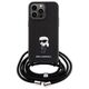 Original Case APPLE IPHONE 15 PRO MAX Karl Lagerfeld Hardcase Crossbody Saffiano Monogram Metal Pin Karl & Choupette (KLHCP15XSASKNPSK) black 3666339165901