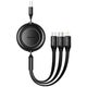 Baseus cable Bright Mirror 2 3w1 USB - micro USB + Lightning + USB-C 1,1m 3,5A black retractable 6932172609030