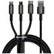 Baseus cable 3in1 Tungsten USB - micro USB + Lightning + USB-C 1,5m 3,5A black 6953156204973